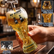 Gift For Father, Football (Soccer), Playful, Vector - Kids Backside Line Art We Scored The Best Dad - Personalized Beer Glass