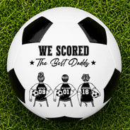 Kids Backside Line Art We Scored The Best Dad - Personalized Soccer Ball