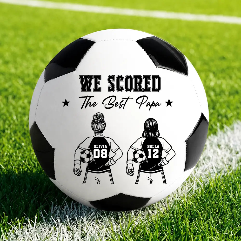 Gift For Father,Top Market,Football (Soccer),Humorous,Summer Soccer Games,Icon - Kids Backside Line Art We Scored The Best Dad - Personalized Soccer Ball