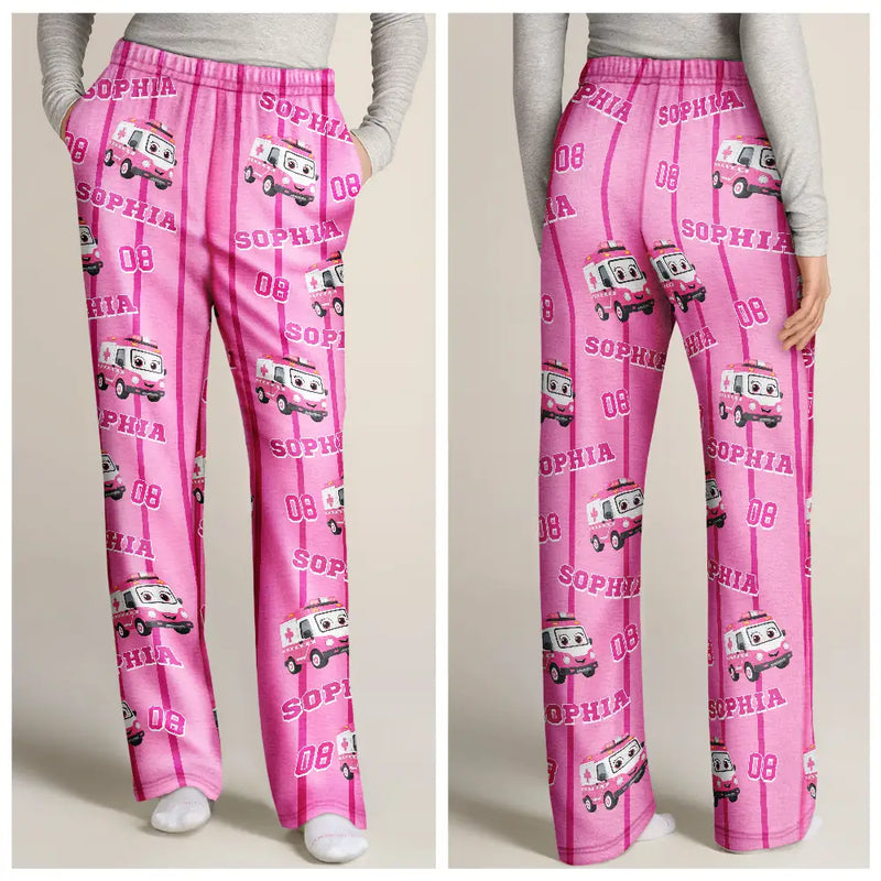 Playful,Gift For Kids,Icon - Kids Car Vehicle Name & Number - Personalized Kid Pajama Pants