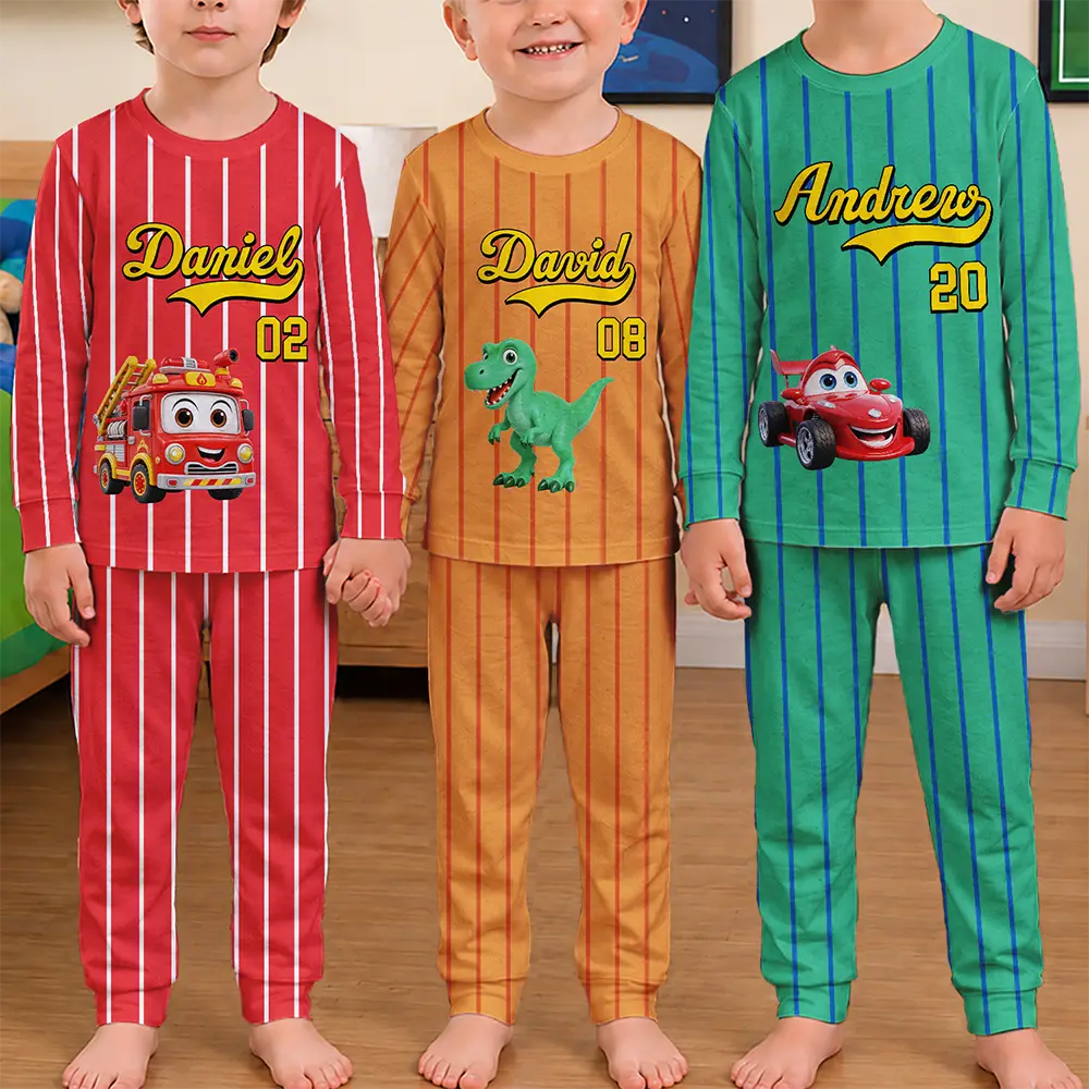 Kids Car Vehicle Name & Number - Personalized Kid Pajamas Set