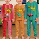 Baseball,Playful,Gift For Kids,Icon - Kids Car Vehicle Name & Number - Personalized Kid Pajamas Set