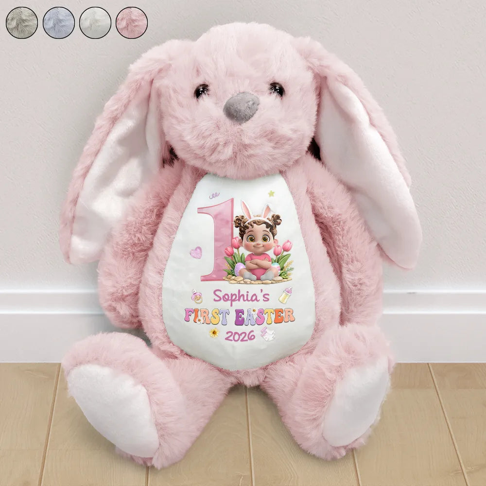 Easter,New baby,Dad - Sons,Gift For Son,Mom - Sons,Gift For Daughter,Dad - Daughters (Young),Mom - Daughters (Young),Gift For Kids,Gift For Grandkids,Happy - Kids Sitting First Easter - Personalized Soft Toy Bunny