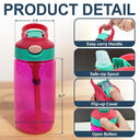 Adorable,Art Design,Back To School,Gift For Kids,Photo - Watercolor - Remove BG - Custom Photo Realistic Watercolor Art Cute Kid With Funny Letter - Personalized Kids Water Bottle With Straw