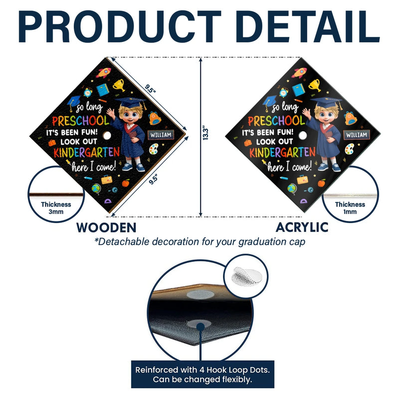 Gift For Kids,Gift For Grandkids,Grandpa - Grandkids,Grandma - Grandkids,Graduation,Happy - Kindergarten Here I Come - Personalized Graduation Cap Topper