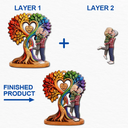 Anniversary,Christmas,Romantic,Gift For Couples,Vector - Kissing Couple Under Heart Tree - Personalized 2-Layered Wooden Ornament