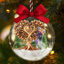 Anniversary,Christmas,Romantic,Gift For Couples,Vector - Kissing Couple Under Heart Tree - Personalized 3D Acrylic Ball Ornament