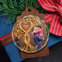 Anniversary,Christmas,Romantic,Gift For Couples,Vector - Kissing Couple Under Heart Tree - Personalized Circle Glass Ornament