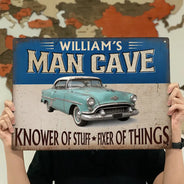 Top Market,Confident,Gift For Men,Gift For Yourself,Icon,Garage - Custom Photo Garage Workshop Man Cave Knower Of Stuff Fixer Of Things - Personalized Classic Metal Signs
