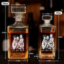Gift For Father,Gift For Grandpa,Non-Eng,Photo - Pencil Sketch (Dark BG),Proud - Custom Photo White Pencil Sketch Art Best Dad Grandpa Ever Family Portrait - Personalized Square Whiskey Bottle