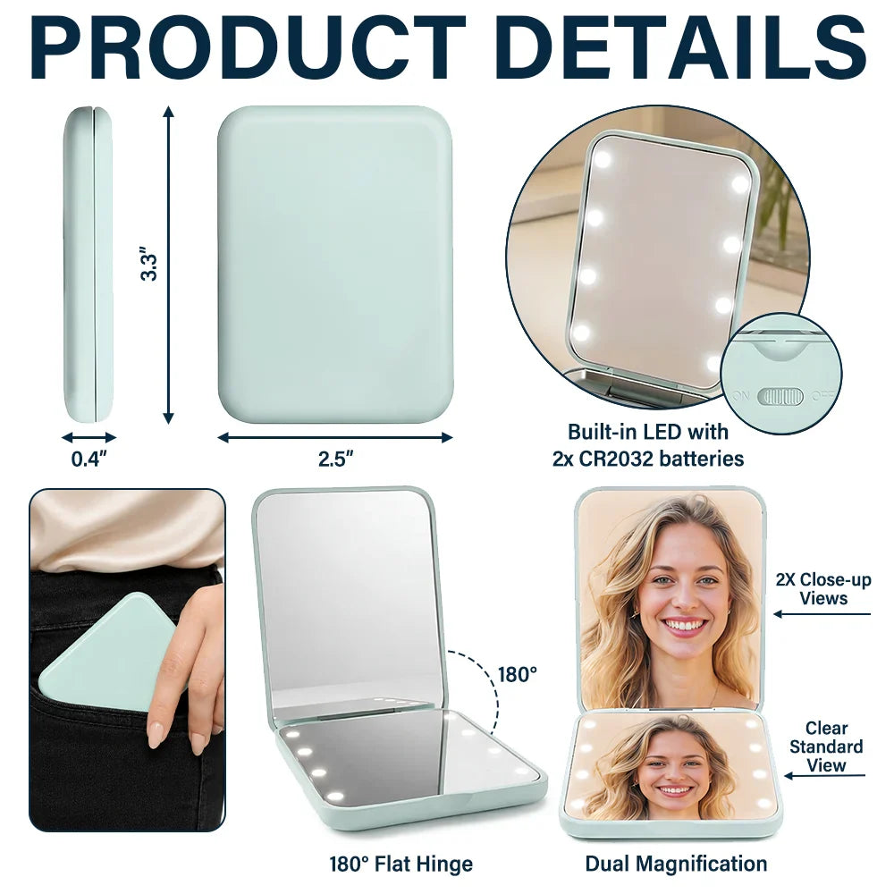 Gift For Mother, Gift For Daughter, Mom - Daughter (Adult), Gift For Children, Sentimental, Icon - Love Between Mother Daughter Birth Flower Toile - Personalized LED Compact Mirror