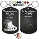 Father's Day Gifts, Custom Photo Pencil Sketch Calendar The Day You Became My Mom Dad - Personalized Aluminum Keychain