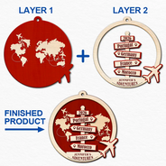 Travel Couple Goal, Destination Of All Year - Personalized 2-Layered Wooden Ornament