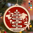 Travel Couple Goal, Destination Of All Year - Personalized 2-Layered Wooden Ornament
