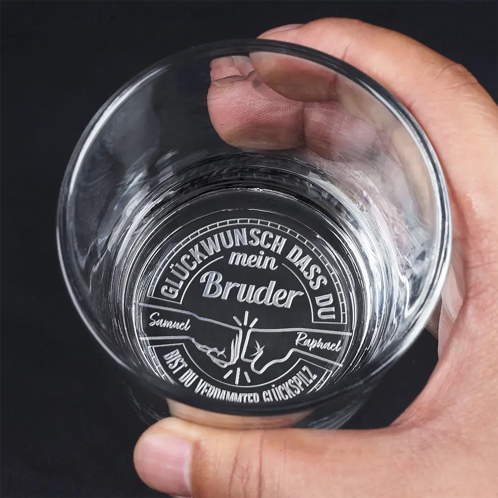 Gift For Men,Gift For Father,Gift For Brothers,Gift For Sibling,Cousin,Funny,German,Non-Eng - Glückwunsch Dass Du Mein Bruder Bist Du Glückspilz - Personalisiertes Whiskyglas Mit Gravur