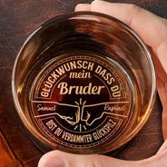 Gift For Men,Gift For Father,Gift For Brothers,Gift For Sibling,Cousin,Funny,German,Non-Eng - Glückwunsch Dass Du Mein Bruder Bist Du Glückspilz - Personalisiertes Whiskyglas Mit Gravur