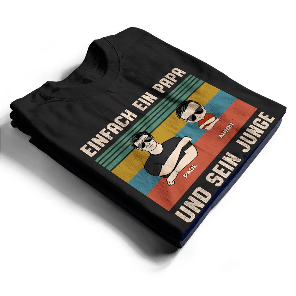 Gift For Men,Gift For Father,Happy,Dad - Children,Dad - Sons,Dad - Daughters (Young),Dad - Daughters (Adult),Non-Eng,German - Einfach Ein Papa Und Seine Mädchen - Geschenk Für Den Vater - Personalisiertes T Shirt