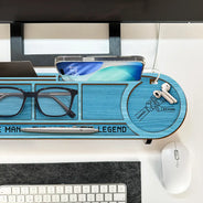 Gift For Men,Gift For Grandpa,Gift For Father,Gift For Husband,Gift For Couples,Gift For Boyfriend,Non-Eng,Icon,Adorable - Faux Engraving Effect Fist Bump Daddy Grandpa And Kids - Personalized Desk Organizer