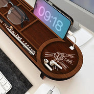 Gift For Men,Gift For Grandpa,Gift For Father,Gift For Husband,Gift For Couples,Gift For Boyfriend,Non-Eng,Icon,Adorable - Faux Engraving Effect Fist Bump Daddy Grandpa And Kids - Personalized Desk Organizer