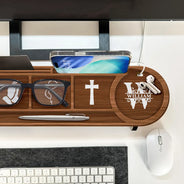 Gift For Men,Gift For Grandpa,Gift For Father,Gift For Husband,Gift For Couples,Gift For Boyfriend,Non-Eng,Monogram,Icon,Devoted - Monogram Initial God Says I Am For Him, Boyfriend, Husband, Grandpa, Dad - Personalized Desk Organizer