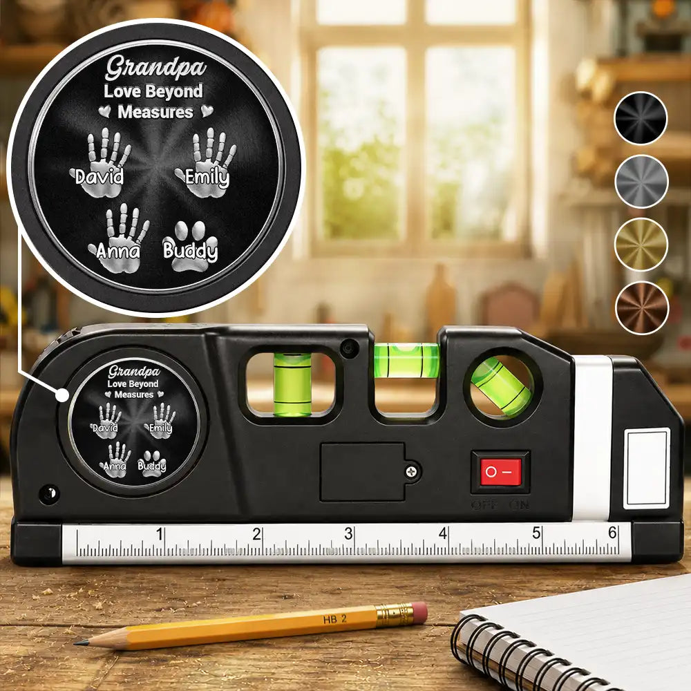 Gift For Men,Gift For Father,Gift For Boyfriend,Gift For Couples,Gift For Husband,Gift For Grandpa,Non-Eng,Icon,Adorable - 3D Metal Effect Grandpa Daddy Love Beyond Measures - Personalized Laser Level Tool