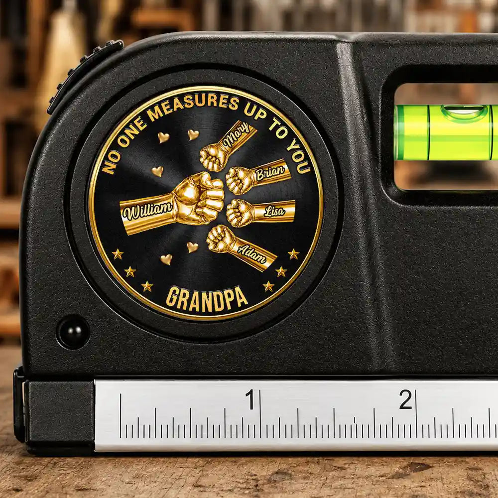 Gift For Men,Gift For Father,Gift For Boyfriend,Gift For Couples,Gift For Husband,Gift For Grandpa,Non-Eng,Icon,Adorable - 3D Metal Effect Daddy We Love You More Than We Can Measure - Personalized Laser Level Tool