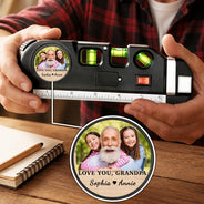 Gift For Men,Gift For Father,Gift For Boyfriend,Gift For Couples,Gift For Husband,Gift For Grandpa,Custom Photo,Non-Eng,Photo,Adorable - Custom Photo Best Daddy Grandpa Ever With Kids' Names - Personalized Laser Level Tool