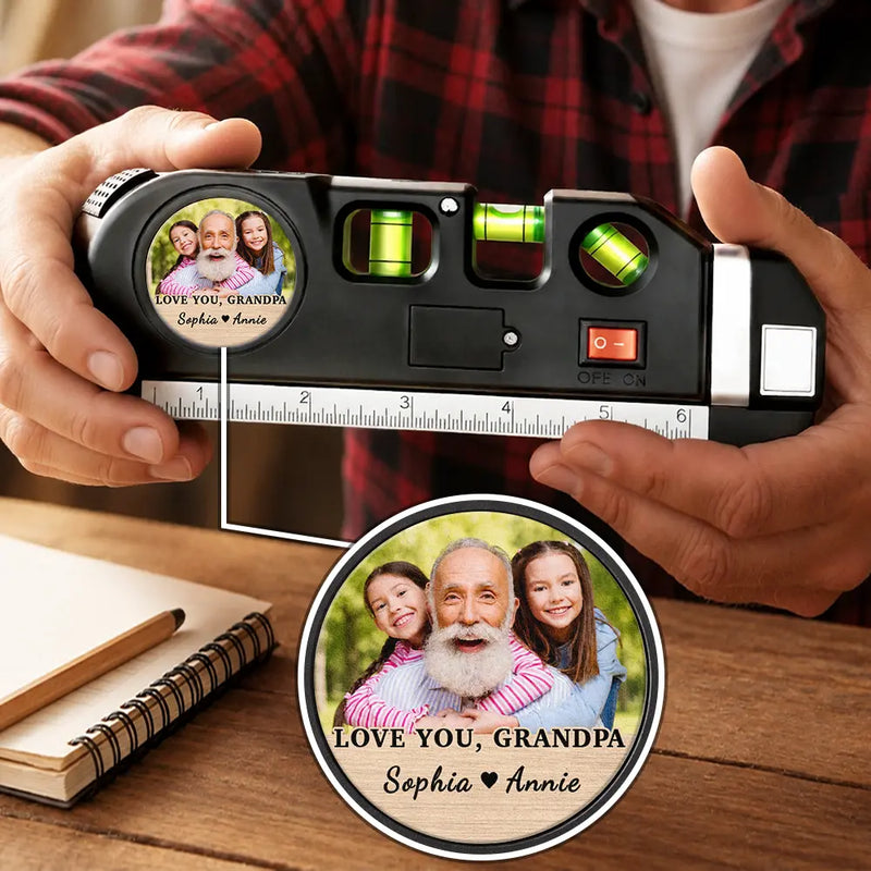 Gift For Men,Gift For Father,Gift For Boyfriend,Gift For Couples,Gift For Husband,Gift For Grandpa,Custom Photo,Non-Eng,Photo,Adorable - Custom Photo Best Daddy Grandpa Ever With Kids' Names - Personalized Laser Level Tool