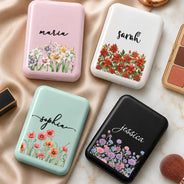 Gift For Yourself,Gift For Women,Top Market,Confident,Icon,Custom Text - Custom Name & Birth Flower For Her, Sisters, Daughter, Besties - Personalized LED Compact Mirror