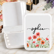 Gift For Yourself,Gift For Women,Top Market,Confident,Icon,Custom Text - Custom Name & Birth Flower For Her, Sisters, Daughter, Besties - Personalized LED Compact Mirror