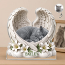 Top Market,Art Design,Sentimental,Pet Lovers,Memorial,Photo - Sleeping Dog Cat Baby - Custom Photo Sleeping Angel Dog Cat Angel Wings Memorial - Personalized Custom Shaped Acrylic Plaque