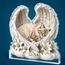 Top Market,Art Design,Sentimental,Pet Lovers,Memorial,Photo - Sleeping Dog Cat Baby - Custom Photo Sleeping Angel Dog Cat Angel Wings Memorial - Personalized Custom Shaped Acrylic Plaque