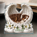 Top Market,Art Design,Sentimental,Pet Lovers,Memorial,Photo - Sleeping Dog Cat Baby - Custom Photo Sleeping Angel Dog Cat Angel Wings Memorial - Personalized Custom Shaped Acrylic Plaque