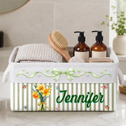 Christmas,Cozy,Gift For Women,Gift For Yourself,Gifts For Her,Icon - Birthday Gift For Her - Personalized Name Birth Flower Bouquet Storage Basket