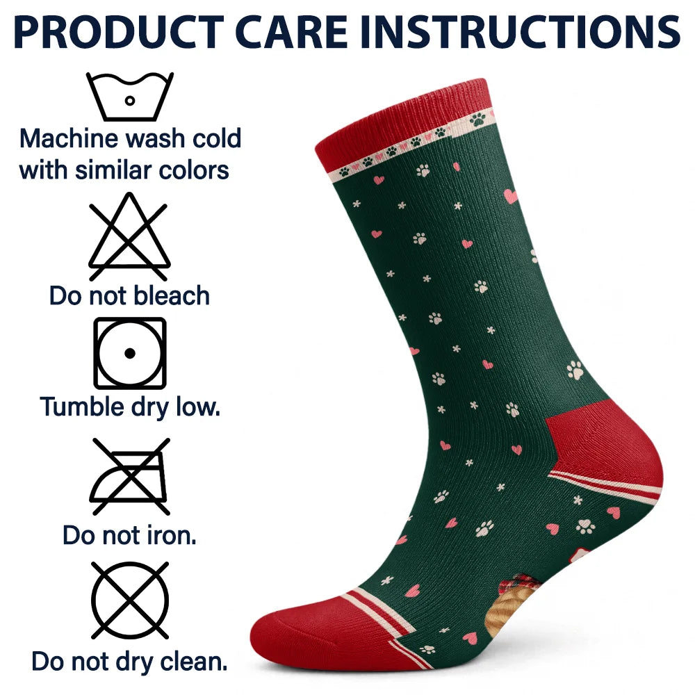 Christmas,Pet Lovers,Playful,Vector - Christmas Gift For Pet Lover - Personalized The Dog Is On My Lap Socks