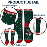 Christmas,Pet Lovers,Playful,Vector - Christmas Gift For Pet Lover - Personalized The Dog Is On My Lap Socks