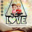 Gift For Couples,Old Couples,Gift For Husband,Gift For Wife,Gift For Boyfriend,Gift For Girlfriend,LGBT,Love,French,Spanish,German - Language Of Love - Personalized Window Hanging Rainbow Suncatcher