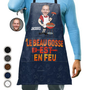 Gift For Husband,Gift For Boyfriend,Gift For Yourself,Gift For Men,Gift For Father,Dad's Hobby,Gift For Grandpa,Grandpa's Hobby,Grilling,French,Funny,French,Non-Eng,Icon - Le Beau Gosse Est En Feu - Tablier Personnalisé
