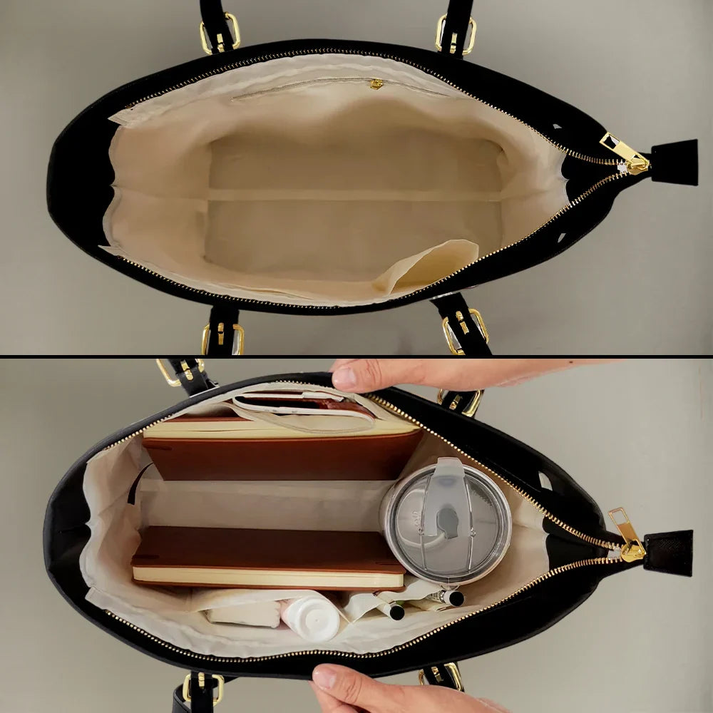 Gift For Mother, Gift For Grandma, Love, Happy - First Mom Now Grandma 3D Effect Birth Flowers - Personalized Leather Tote Bag