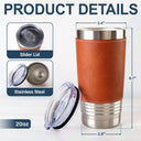 Gift For Women,Gift For Men,Gift For Yourself,Happy - Name In Viking Runes - Personalized Leather Tumbler