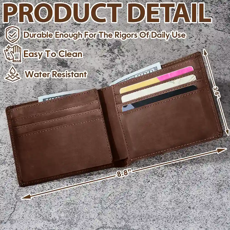 Gift For Grandpa, Gift For Father, Happy, Gift For Men, Stick Figure - This Grandpa Dad Belongs To Kids Pet - Personalized Leather Wallet