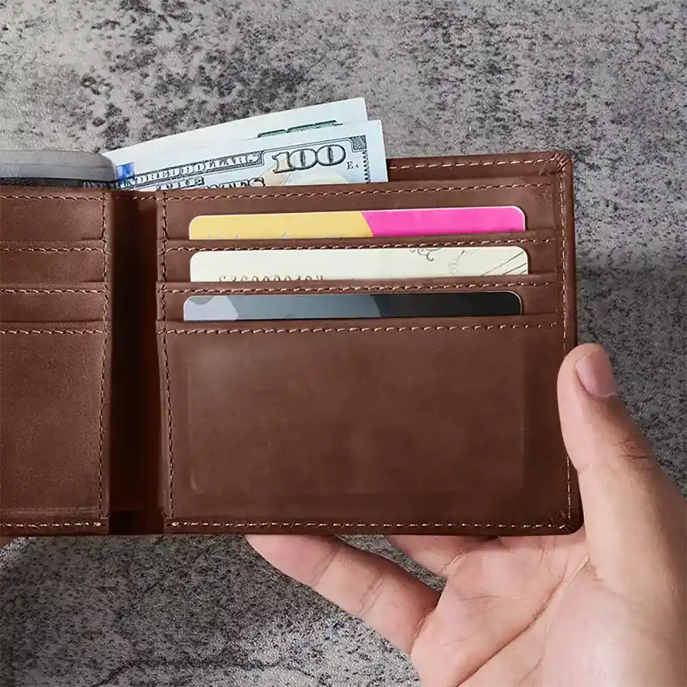 Dad We Love You With Kids Names - Personalized Leather Wallet