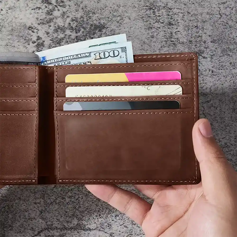 Dad We Love You With Kids Names - Personalized Leather Wallet