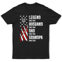 Independence Day,Gift For Grandpa,Top Market,Proud,Custom Text - Legend Husband Dad Grandpa With Kid Names - Personalized T Shirt