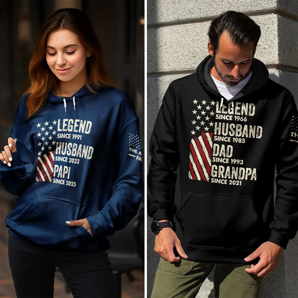 Gift For Grandpa,Gift For Father,Happy - Legend Husband Dad Papa - Personalized Pullover Hoodie