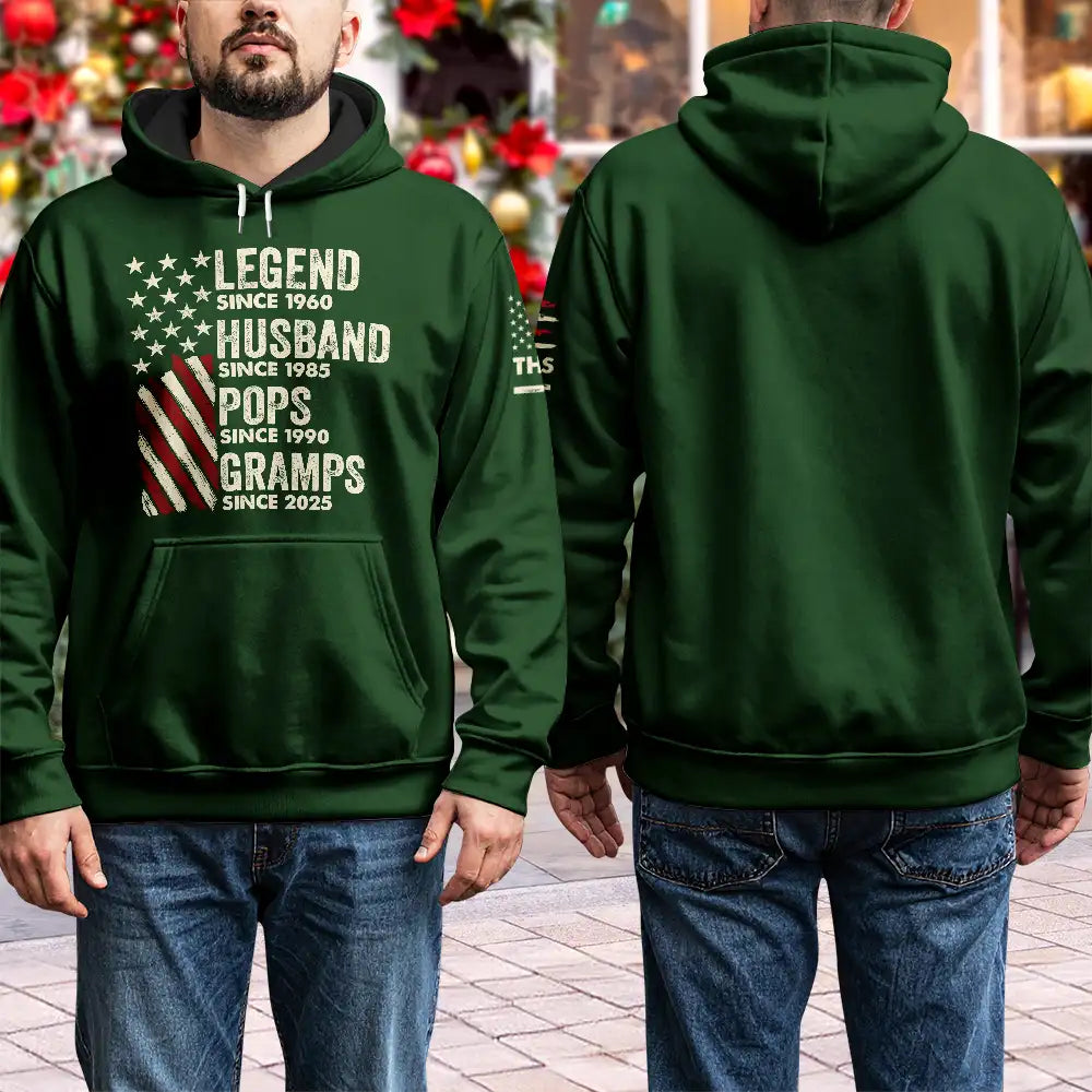 Gift For Grandpa,Gift For Father,Happy - Legend Husband Dad Papa - Personalized Pullover Hoodie