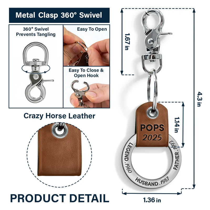 Gift For Grandpa,Gift For Father - Legend Husband Dad Papa I Just Get Better - Personalized Leather Coordinates Keychain