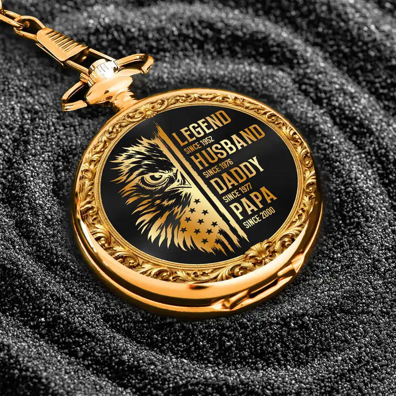 Gift For Grandpa,Gift For Father,Gift For Men,Happy - Legend Husband Daddy Grandpa - Personalized Pocket Watch