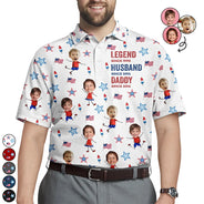 Independence Day,Gift For Father,Dad - Children,Happy,Humorous - Legend Husband Daddy Since Patriotic - Personalized Polo Shirt