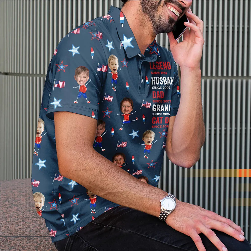 Independence Day,Gift For Father,Dad - Children,Happy,Humorous - Legend Husband Daddy Since Patriotic - Personalized Polo Shirt